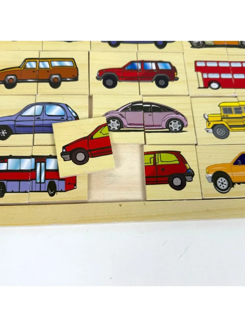 Wooden Vehicle Puzzle Montessori Matching Puzzle Game